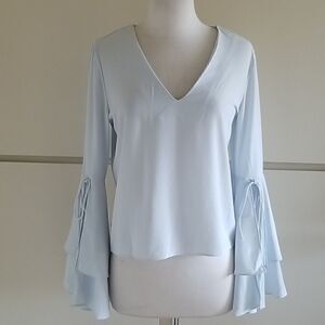 storee pale blue heavy crepe V-Neck blouse,NWT, M